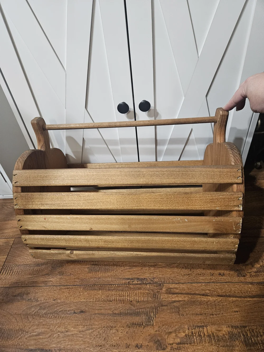 Vintage Primitive Wooden Slat Carrier Tote Caddy Large 16.5